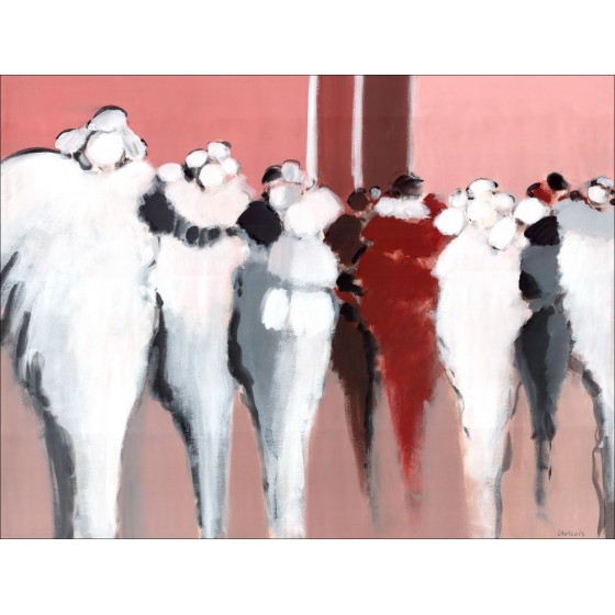 Pierre-Gérard Langlois - Dibujo original "Personajes en Venecia" 62x82cm, firmado en la parte inferior derecha