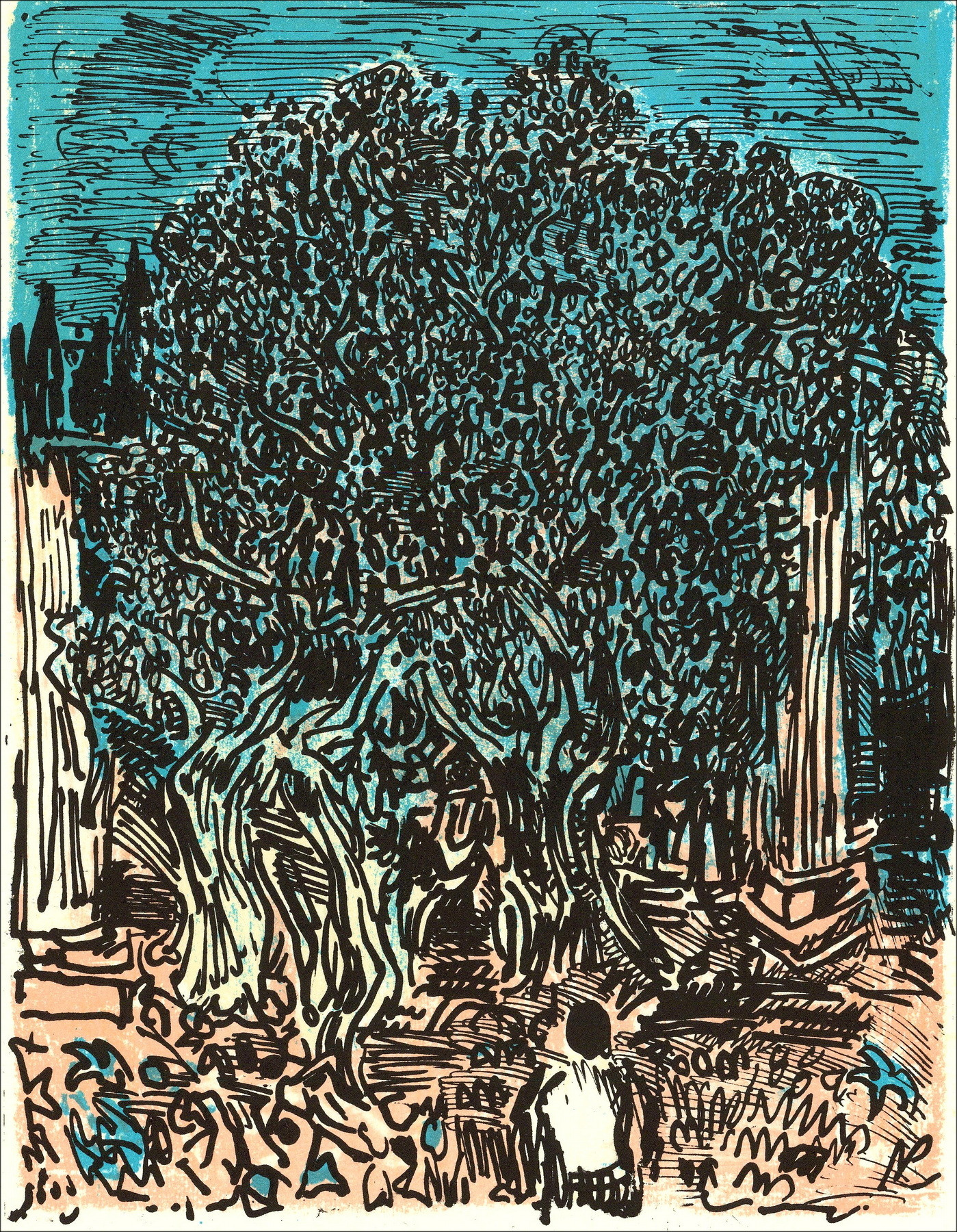 André Cottavoz - Paradis - 5, Litografia originale 1962