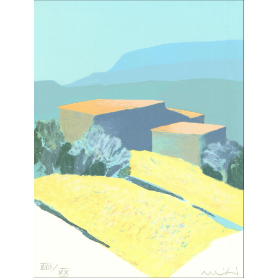 Acquista Litografia originale Roger Muhl Provence di fronte al giardino