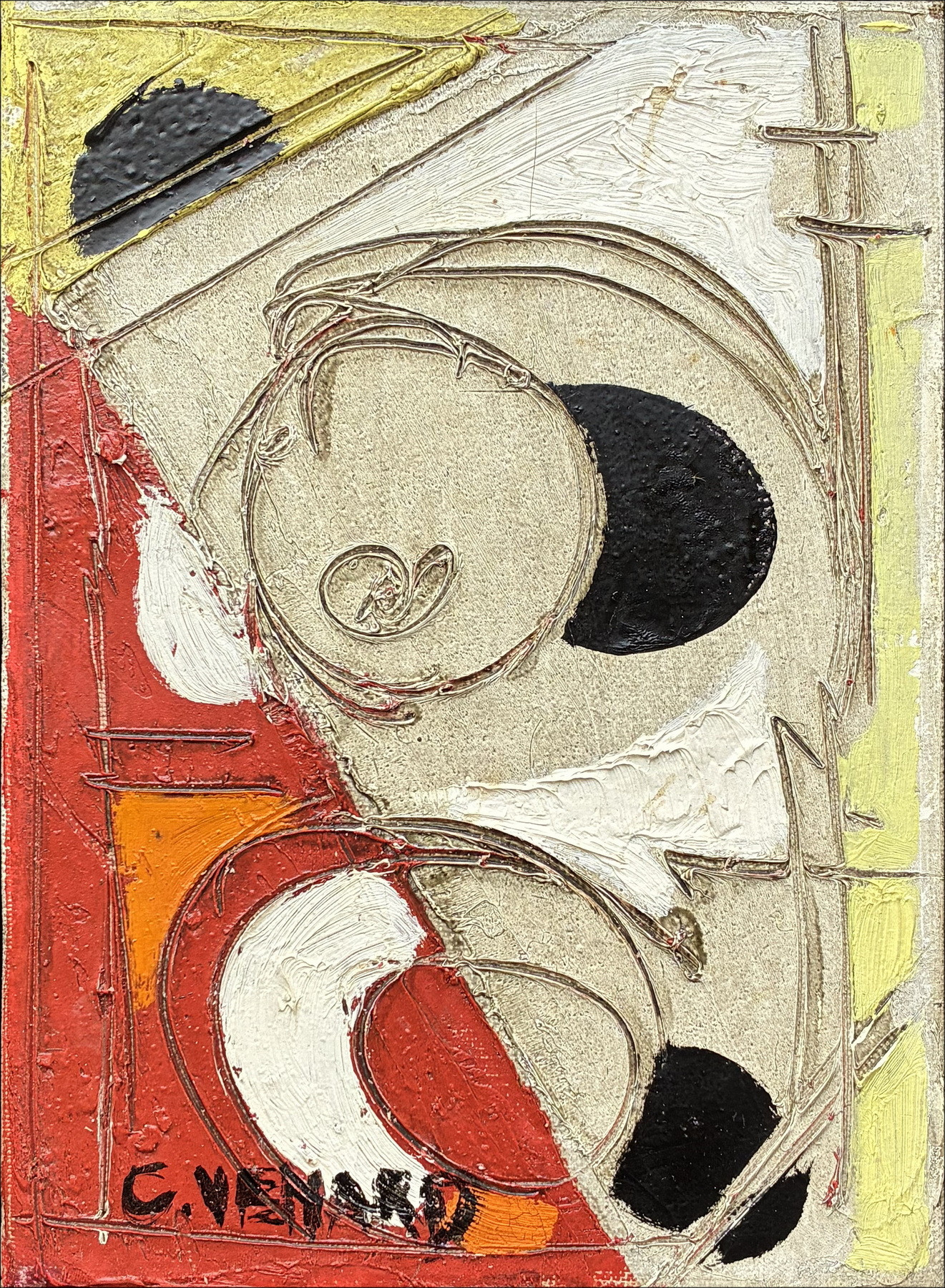 Claude-Venard - Zusammensetzung, Öl auf Leinwand signiert, 22 x 16 cm