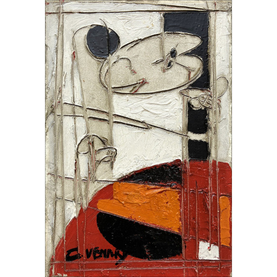 Claude Venard - Samenstelling, olie op canvas ondertekend, 24 x 17 cm