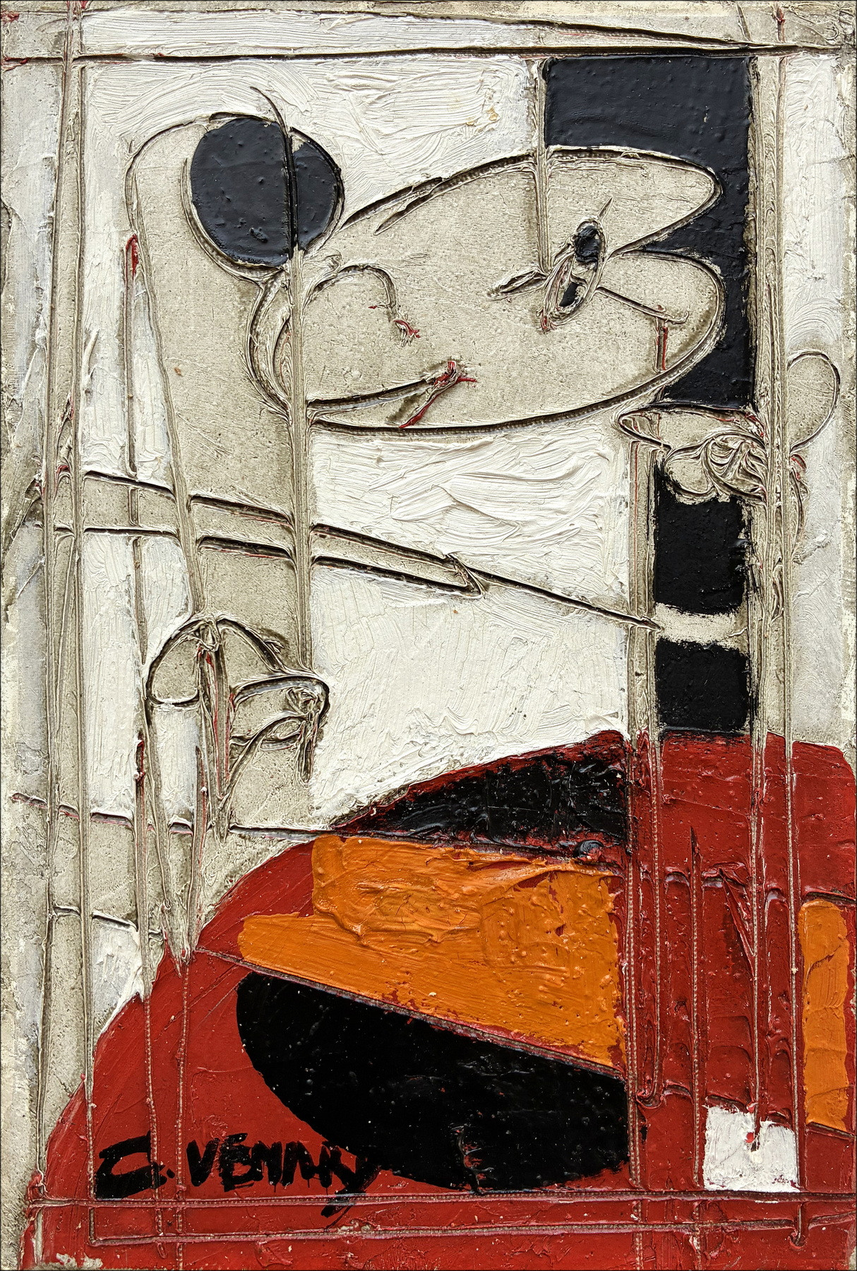 Claude-Venard - Zusammensetzung, Öl auf Leinwand signiert, 24 x 17 cm