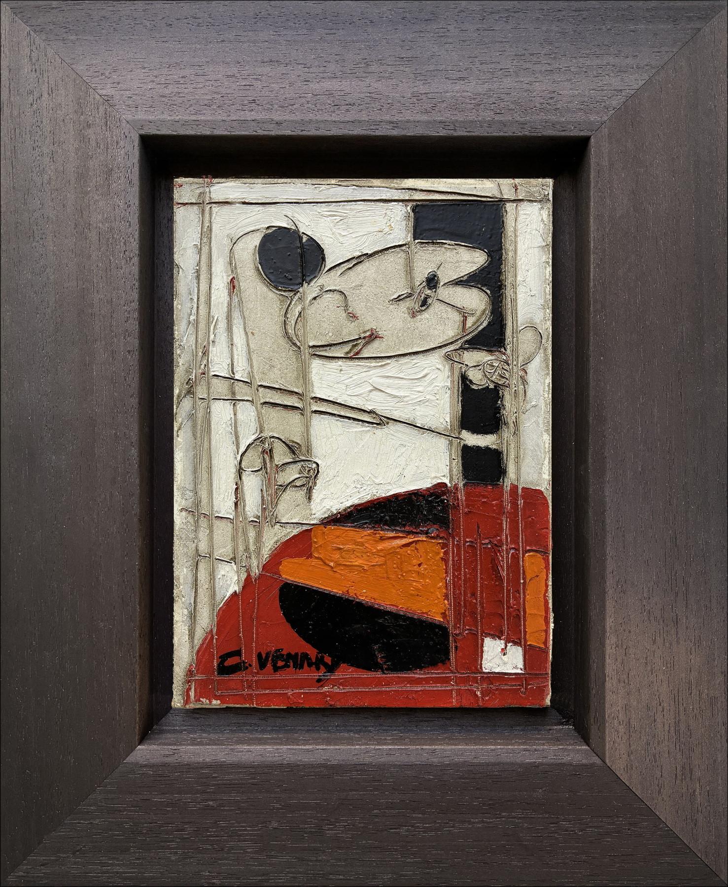 Claude-Venard - Zusammensetzung, Öl auf Leinwand signiert, 24 x 17 cm