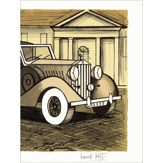 Bernard Buffet – Rolls Royce 1937 grise, lithographie originale signée
