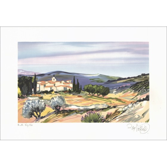 Ray Poirier - Original-Lithographie "Provence Landscape 02" 38x56cm in Bleistift signiert
