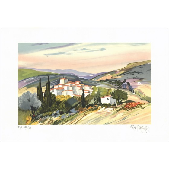Ray POfra_LatnER - Lithographie Original "Landscape of  03ce 03" 38x56cm getekend met potlood