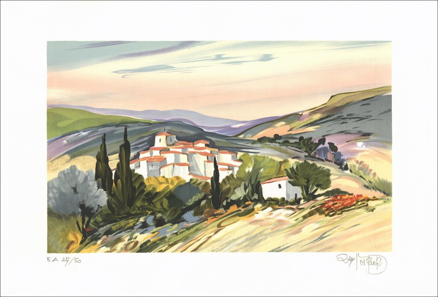 Ray Poirier - Original-Lithographie "Landschaft der Provence 03" 38x56cm in Bleistift signiert