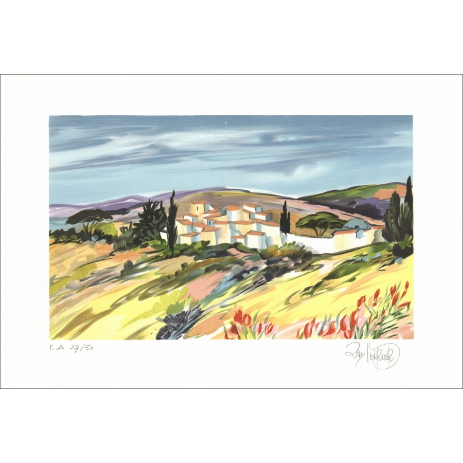 Ray POIRIER - Litografia originale "Paesaggio della Provenza 05" 38x56cm firmata a matita