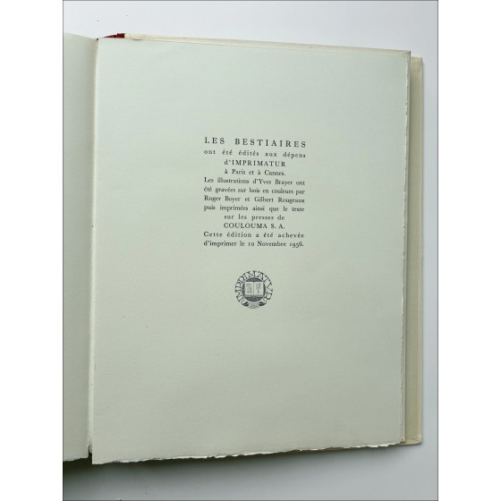 Yves Brayer - Les Bestiaires, illustrata Book 1956