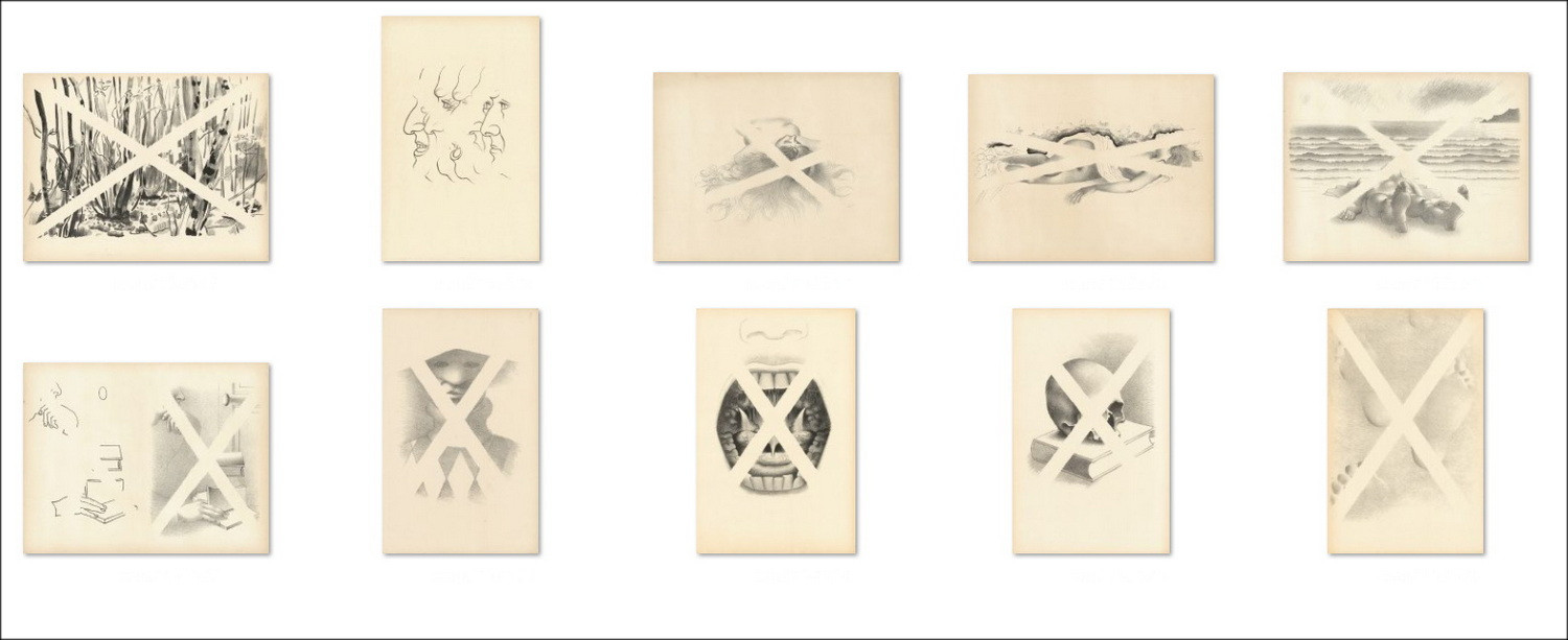 Georges Rohner – Lot de 10 lithographies originales rayées, œuvres uni