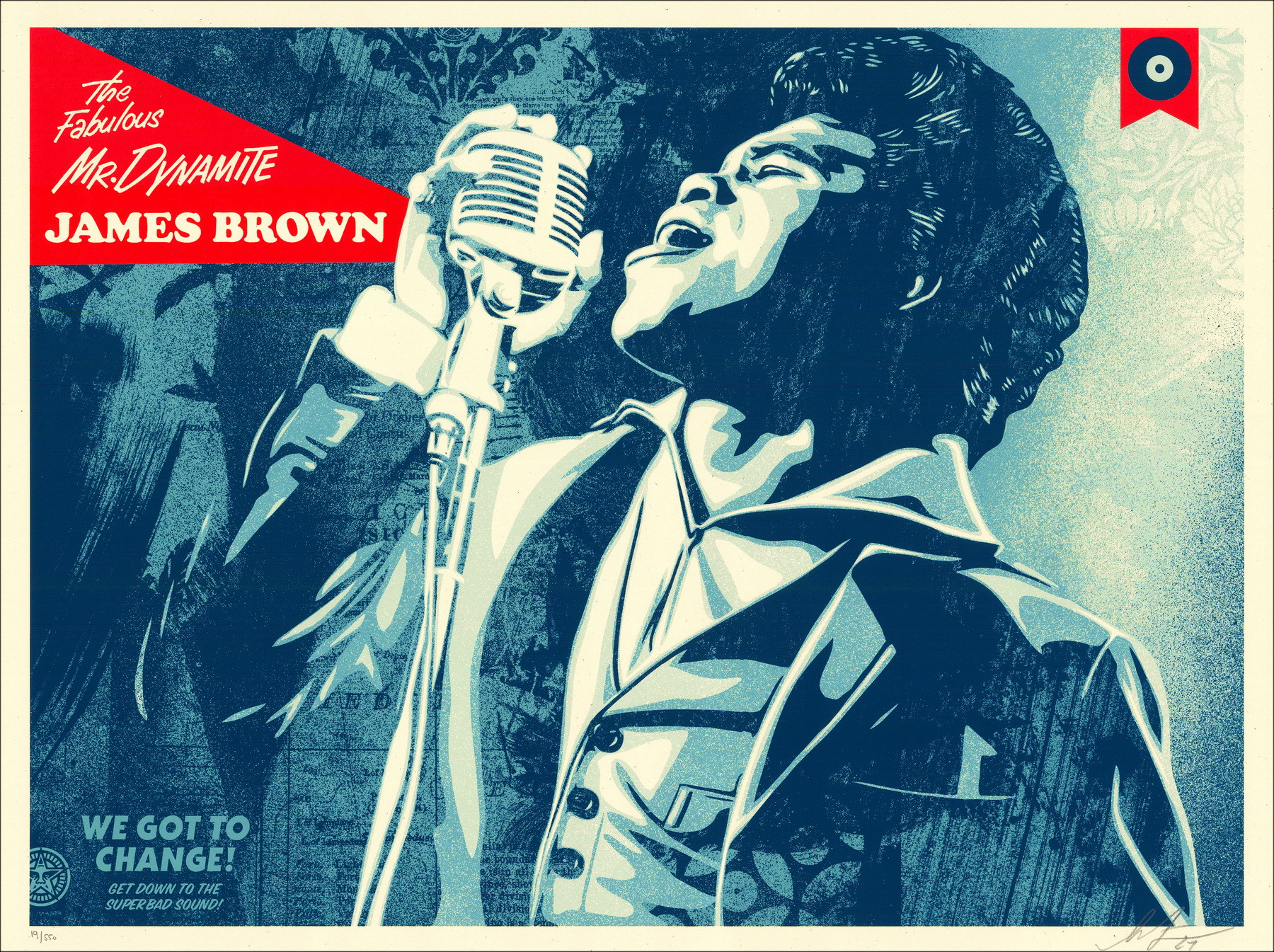 Shepard Fairey – James Brown We Got To Change, sérigraphie, 2024
