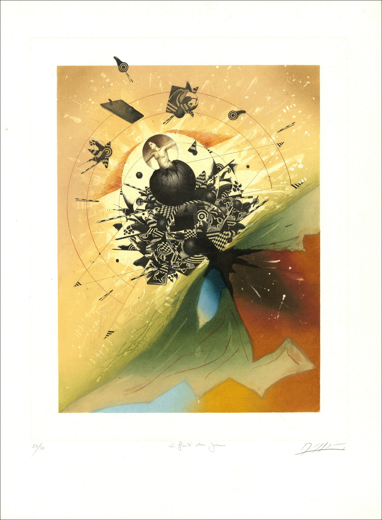 Georges Dussau – La fuite des Jours, gravure originale signée