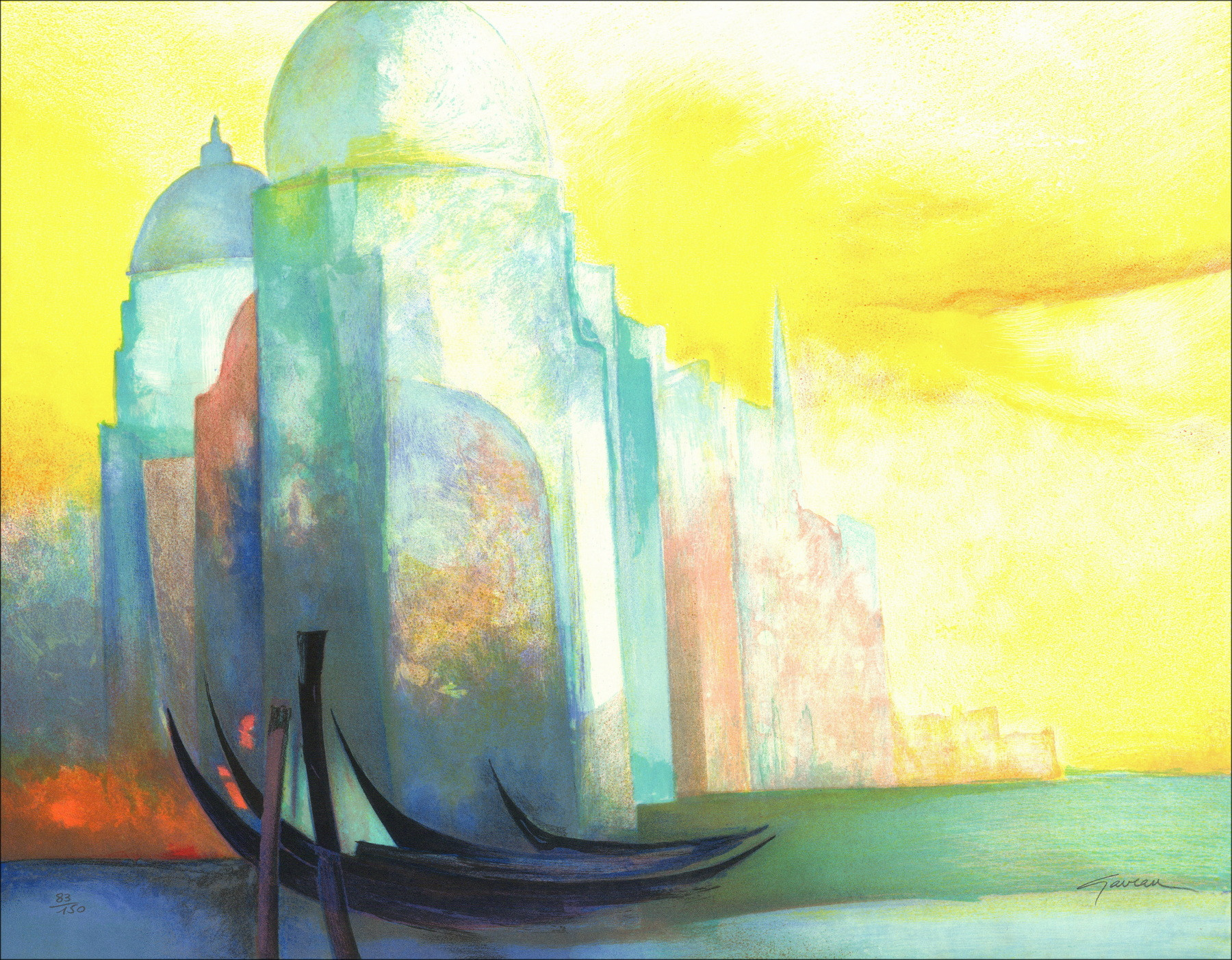 Claude Gaveau – Venecia, litografía original firmada, 1998