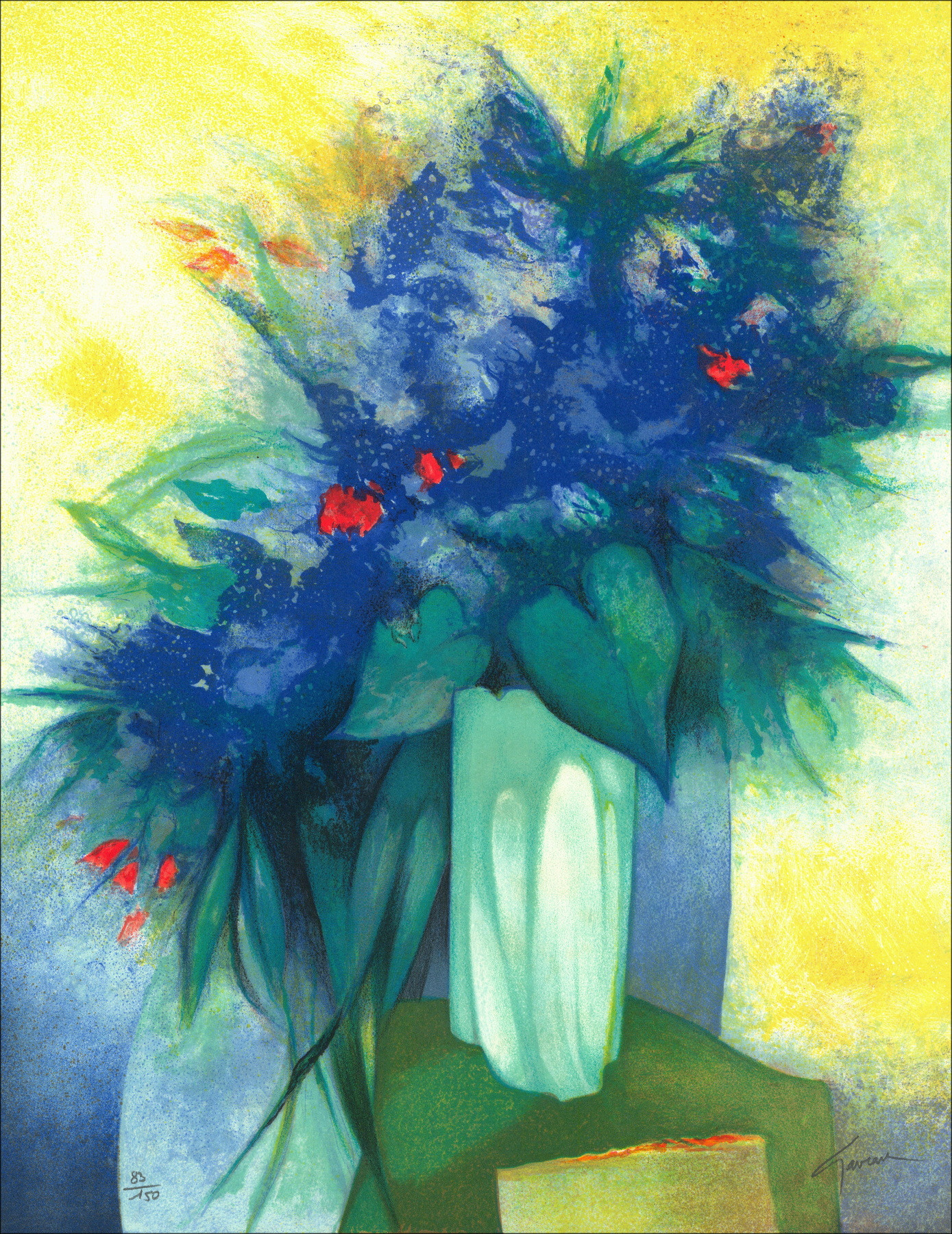 Claude Gaveau – El ramo azul, litografía original firmada, 1998