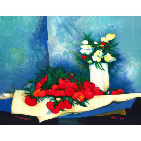 Claude Gaveau – Flores y tomates, litografía firmada, 1998