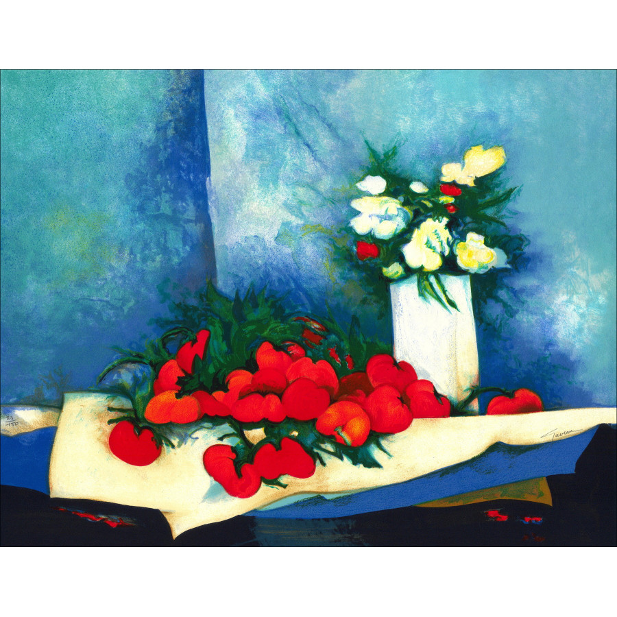 Claude Gaveau - Flowers and Tomatoes, Signed Lithograph, 1998