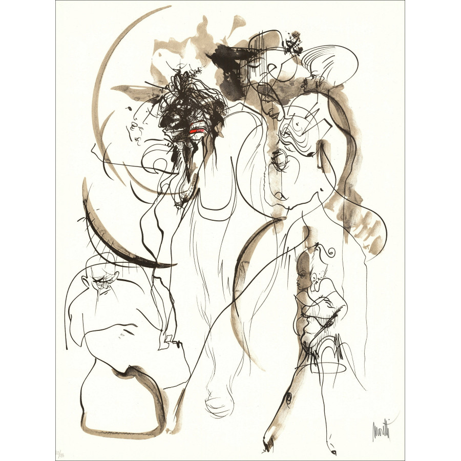 Raymond Moretti - Lithograph "La Rue Saint Denis 20", 1974