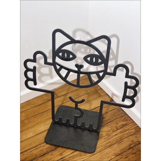 Steel sculpture M.CHAT Chat in Love by Thoma Vuille 2018