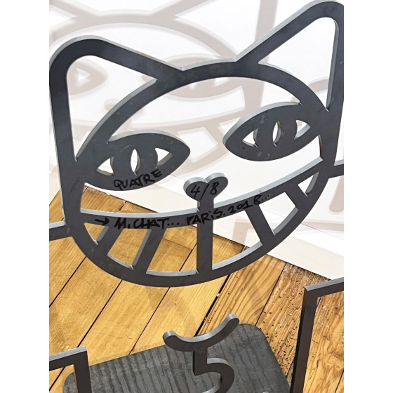 Scultura in acciaio M.Chat Chat In Love of Thoma Vuille 2018