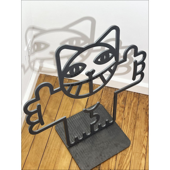 Stahlskulptur M.Chat Chat sich in der Liebe in Thoma Vuille 2018