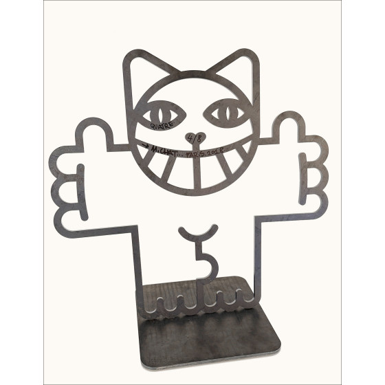 Scultura in acciaio M.Chat Chat In Love of Thoma Vuille 2018