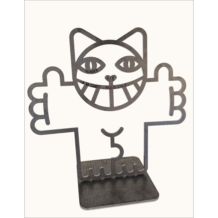 Scultura in acciaio M.Chat Chat In Love of Thoma Vuille 2018