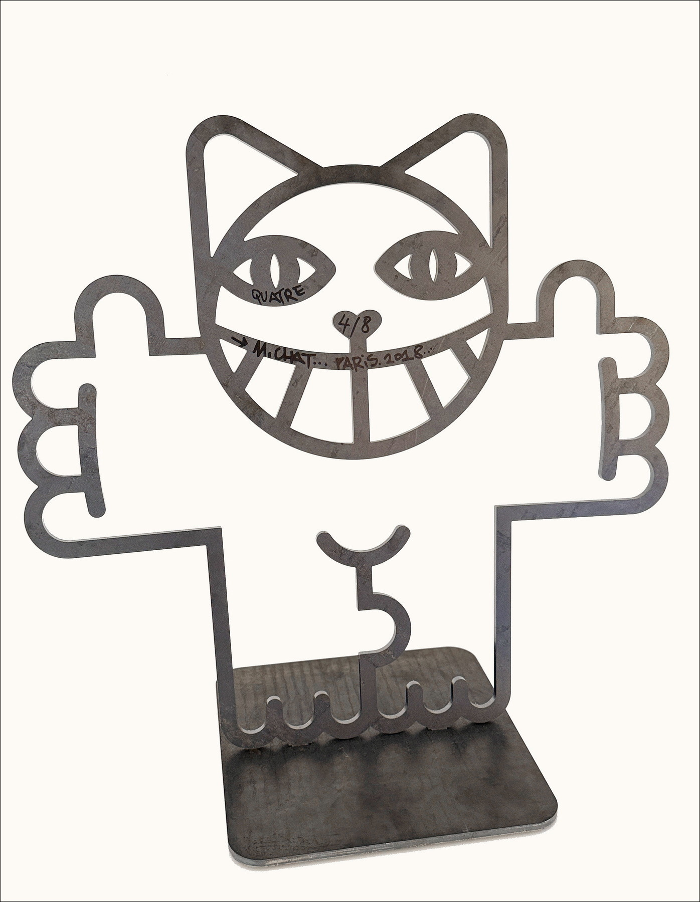 Stahlskulptur M.Chat Chat sich in der Liebe in Thoma Vuille 2018