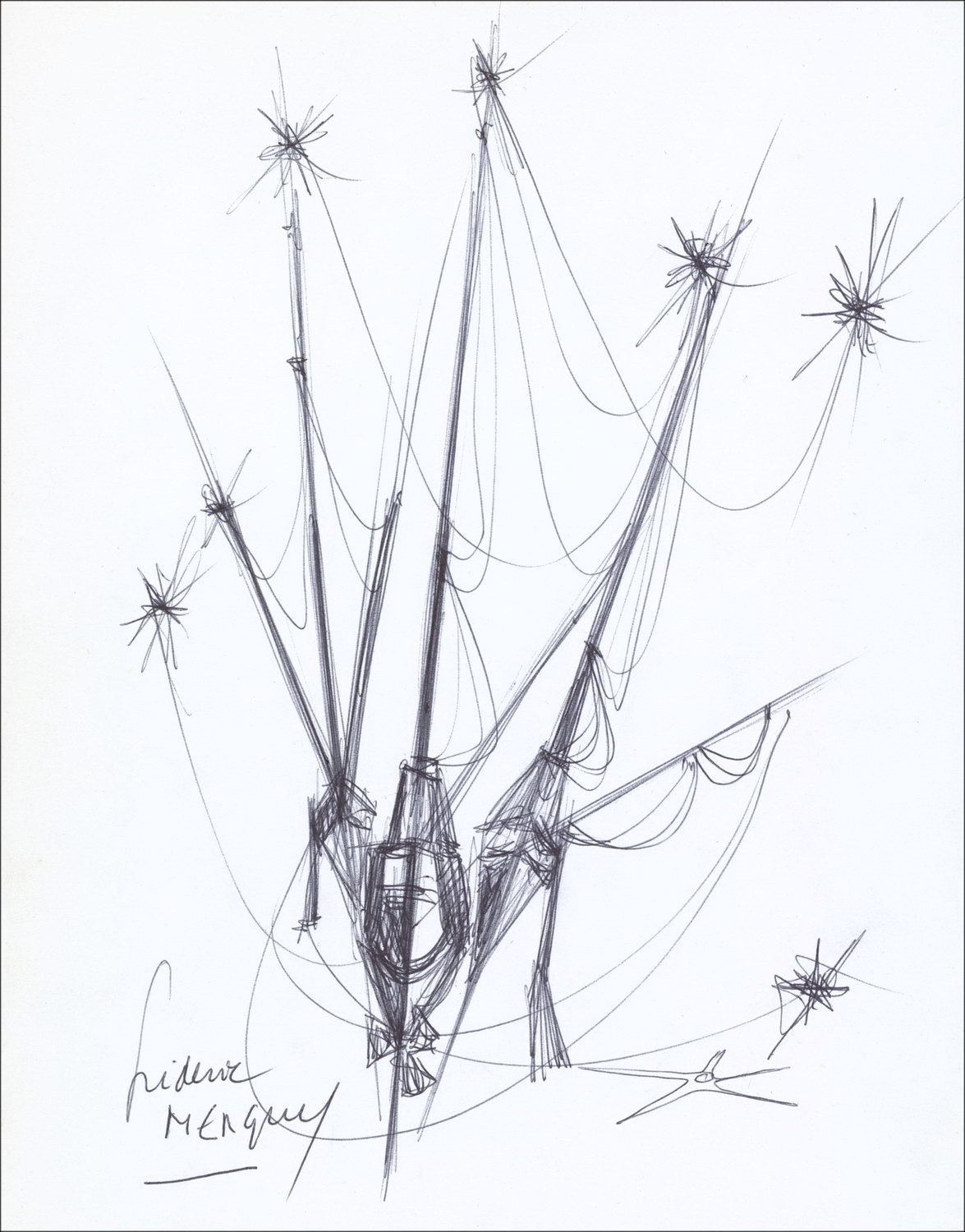 Menguy Frédéric - Originalzeichnung in Tinte "Boote 01" 27x21cm - 1963