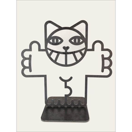 Scultura in acciaio M.Chat Chat In Love of Thoma Vuille 2018