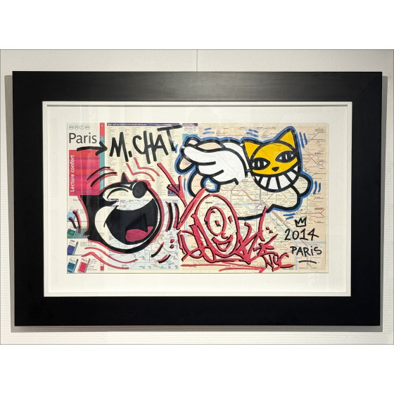 Mr. Chat & Quik - Felix e Mr Cat, Metro Card Painting - 2014