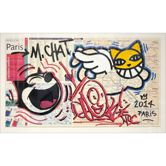 Mr. Chat & Quik - Felix und Mr. Cat, Metro Card Malerei - 2014