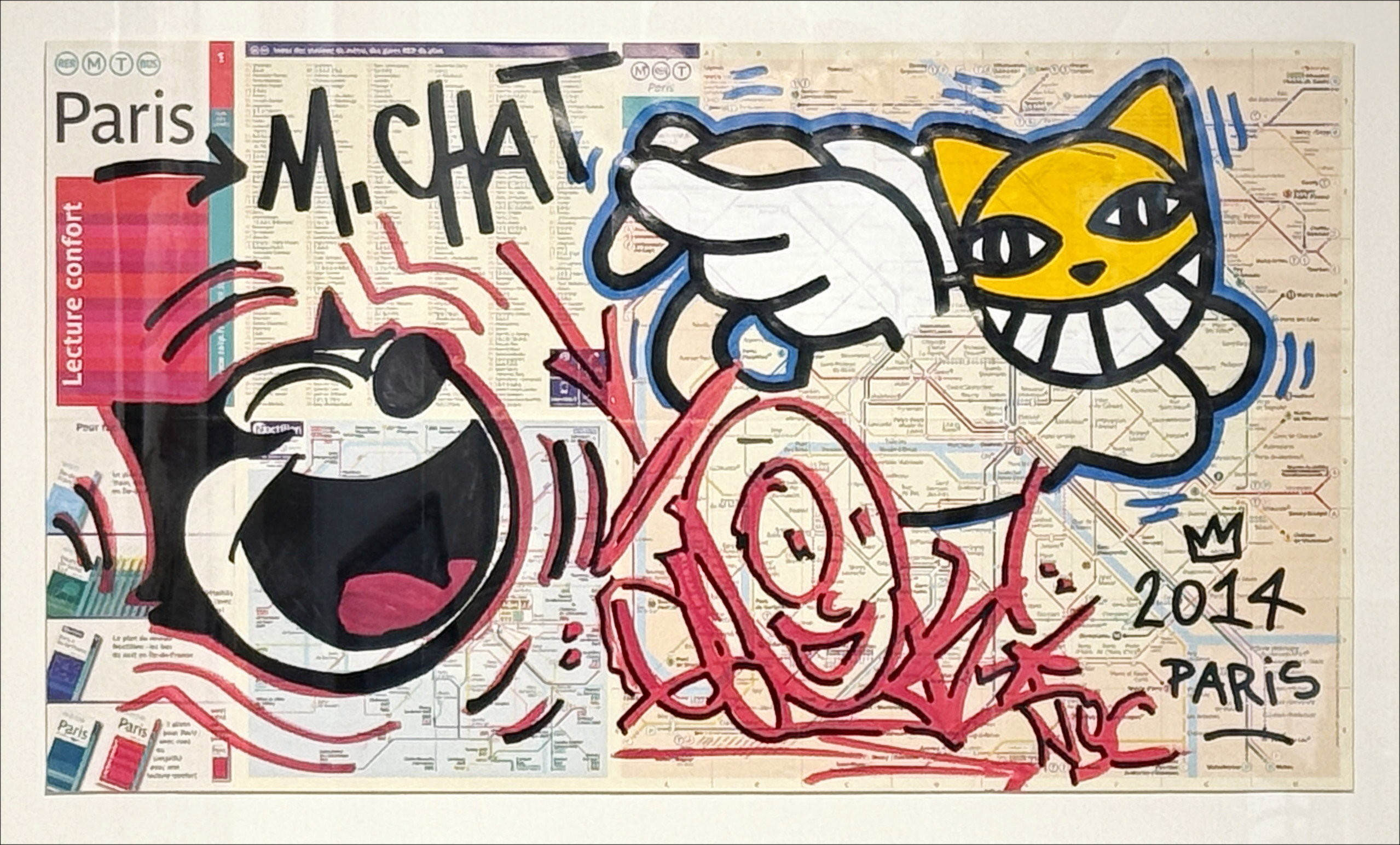 Mr. Chat & Quik - Felix und Mr. Cat, Metro Card Malerei - 2014