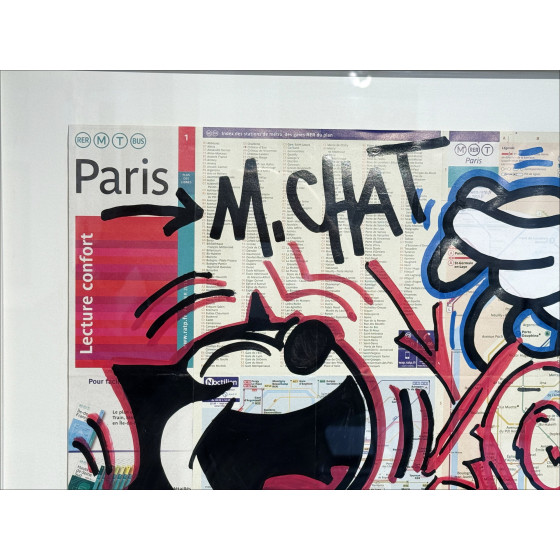 Mr. Chat & Quik - Felix und Mr. Cat, Metro Card Malerei - 2014