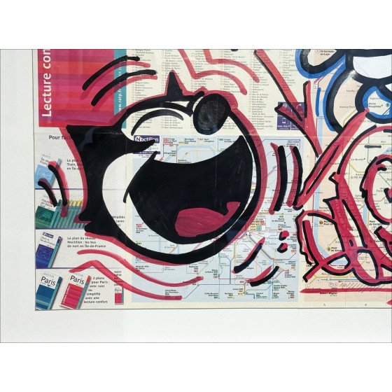 Mr. Chat & Quik - Felix und Mr. Cat, Metro Card Malerei - 2014