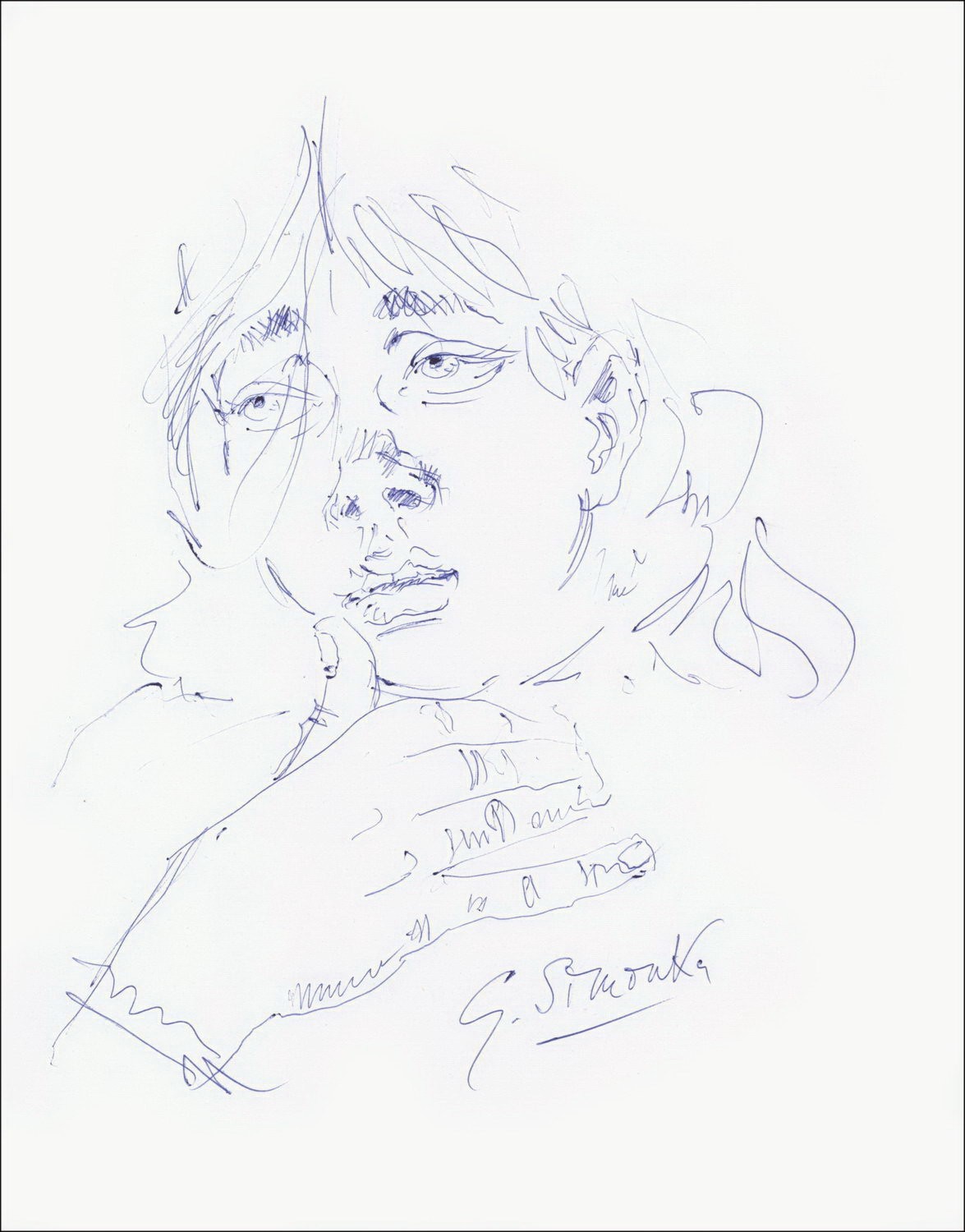 SIMONKA Georges - Oorspronkelijke tekening met portretinkt" 27x21cm - 1963