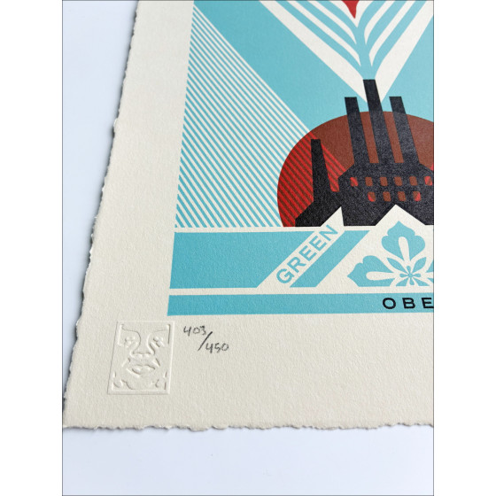 Groene Power Factory - Letterdruk SilkScreen SHEPARD FAIREY (OBEY)