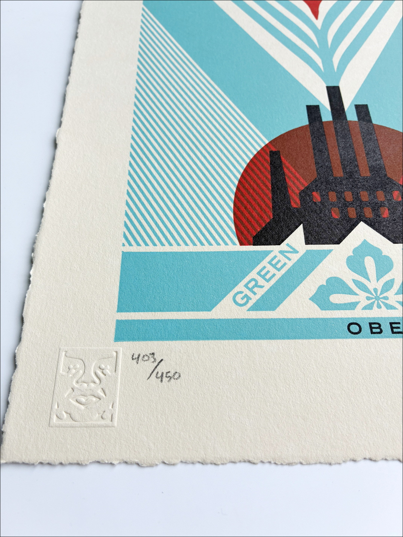 Grüne Netzfabrik - Letterpress-Silotzscreen SHEPARD FAIREY (OBEY)