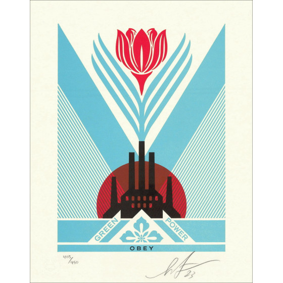 Power Factory verde - Seta tipografica tipografica SHEPARD FAIREY (OBEY)