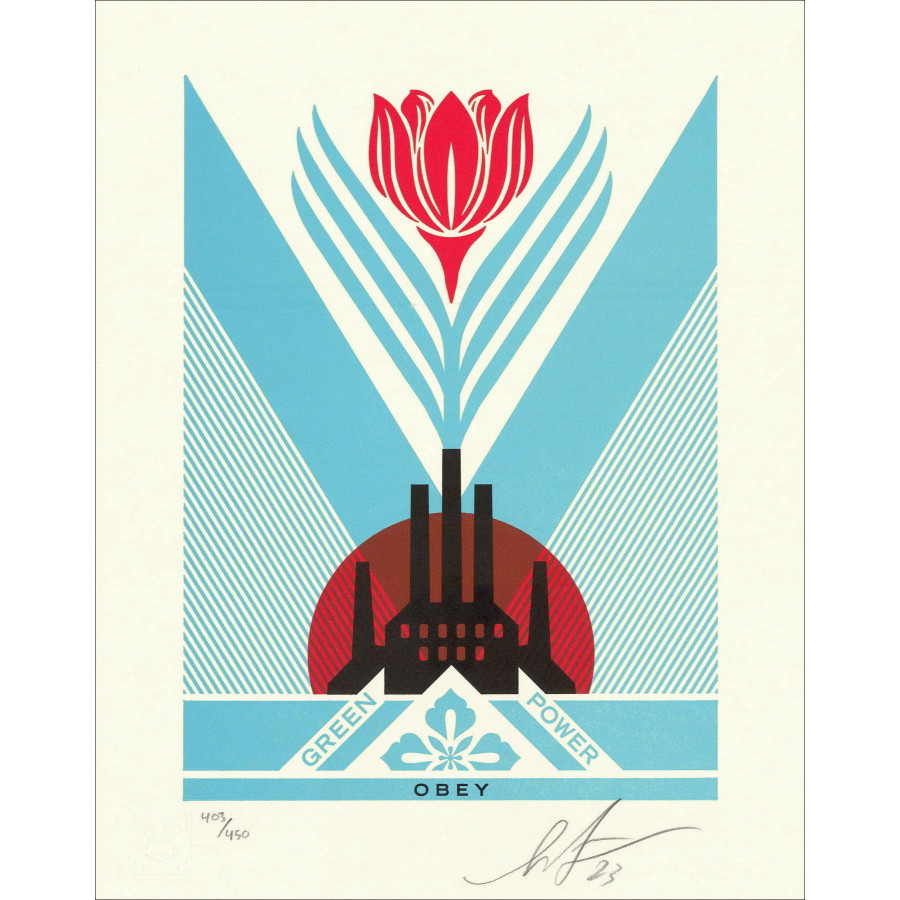 Power Factory verde - Seta tipografica tipografica SHEPARD FAIREY (OBEY)