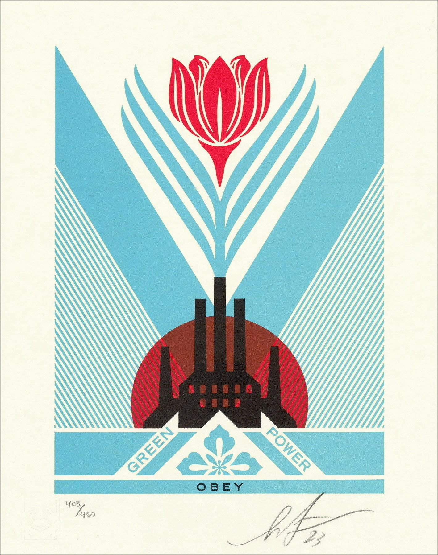 GREEN POWER FACTORY - LETTERPRESS screen print SHEPARD FAIREY (OBEY)