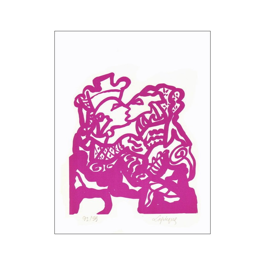 Charles Lapicque: Mütterliches Segen, original signierte Lithographie