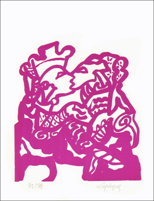 Charles Lapichque: bendición maternal, litografía original firmada