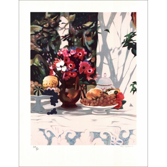 BLOUIN Georges - Lith Origin Original "Dead nature at the fruit cup" gesigneerd en genummerd met potlood