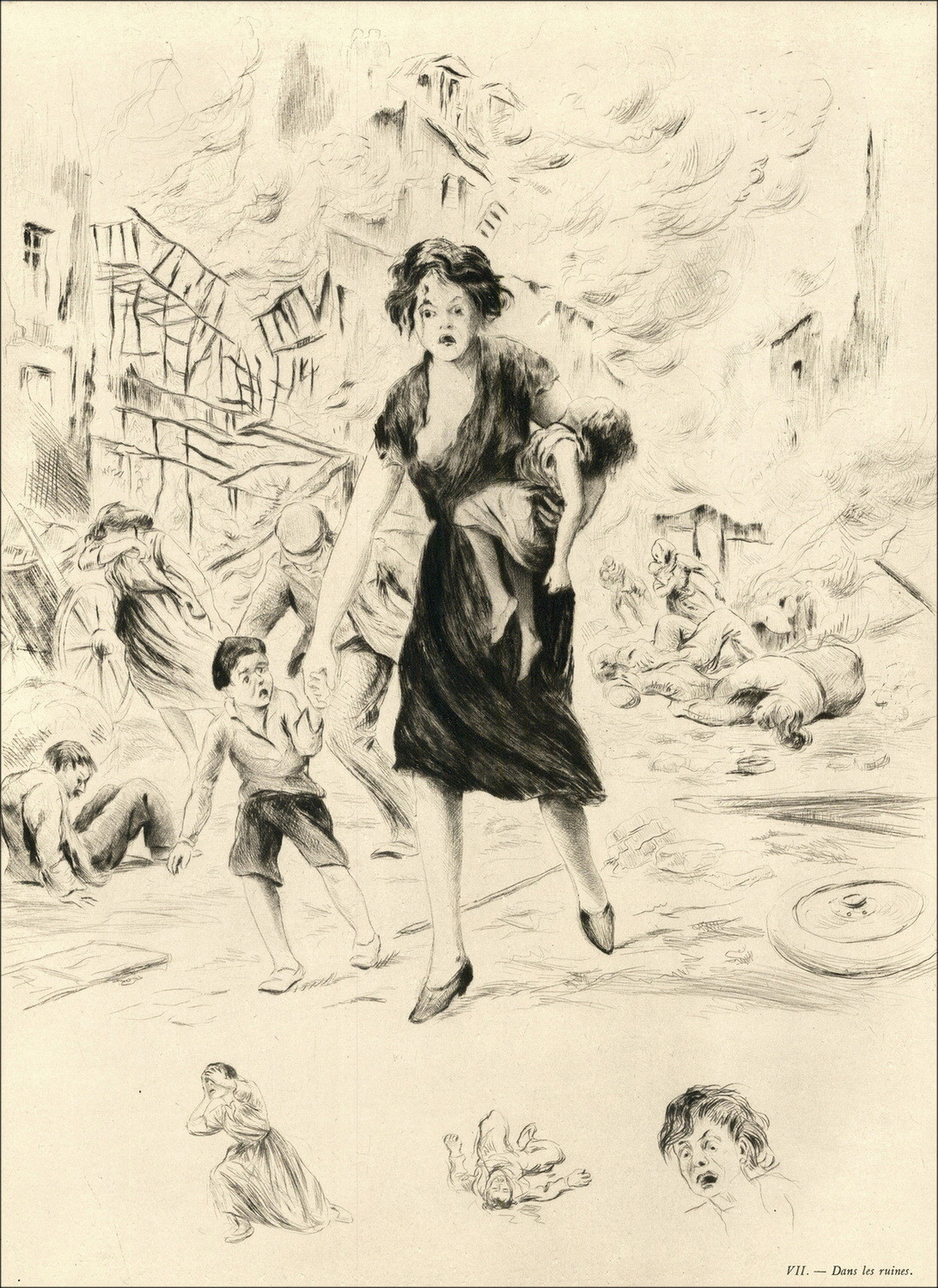 Abel Renault – L’Exode mai-juin 1940, portfolio gravures