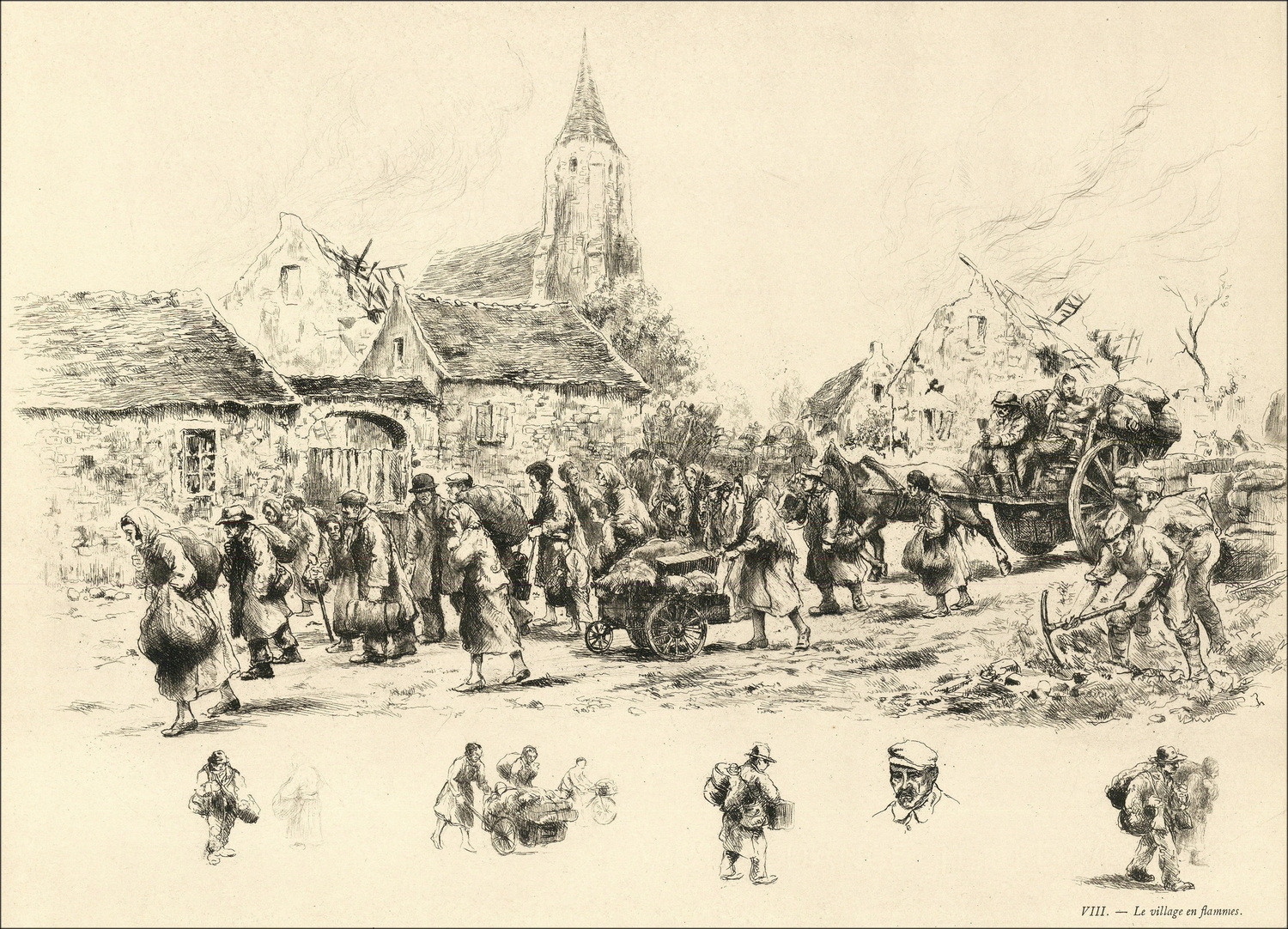 Abel Renault – L’Exode mai-juin 1940, portfolio gravures