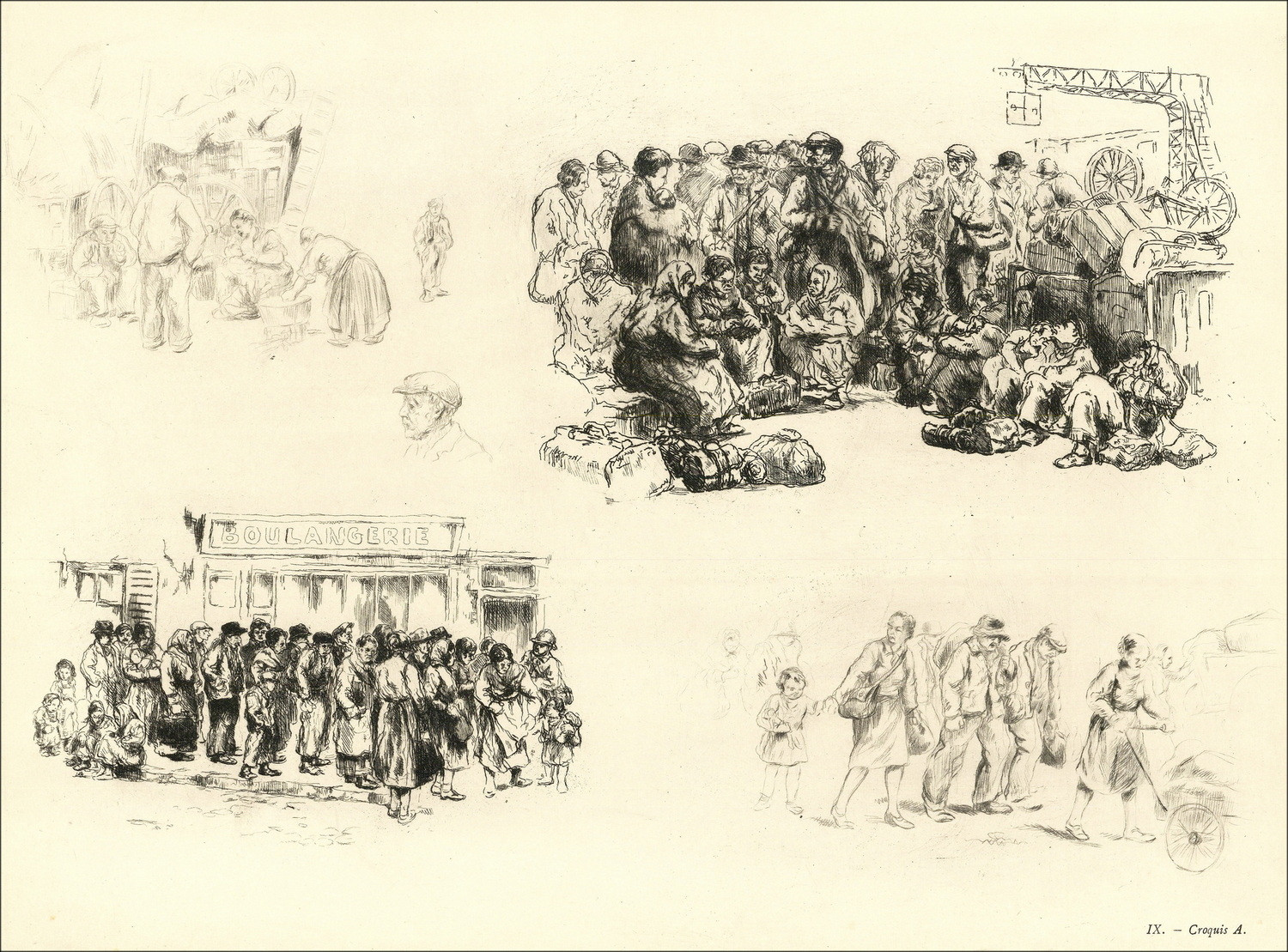 Abel Renault – Exodus May-June 1940, grabados de cartera
