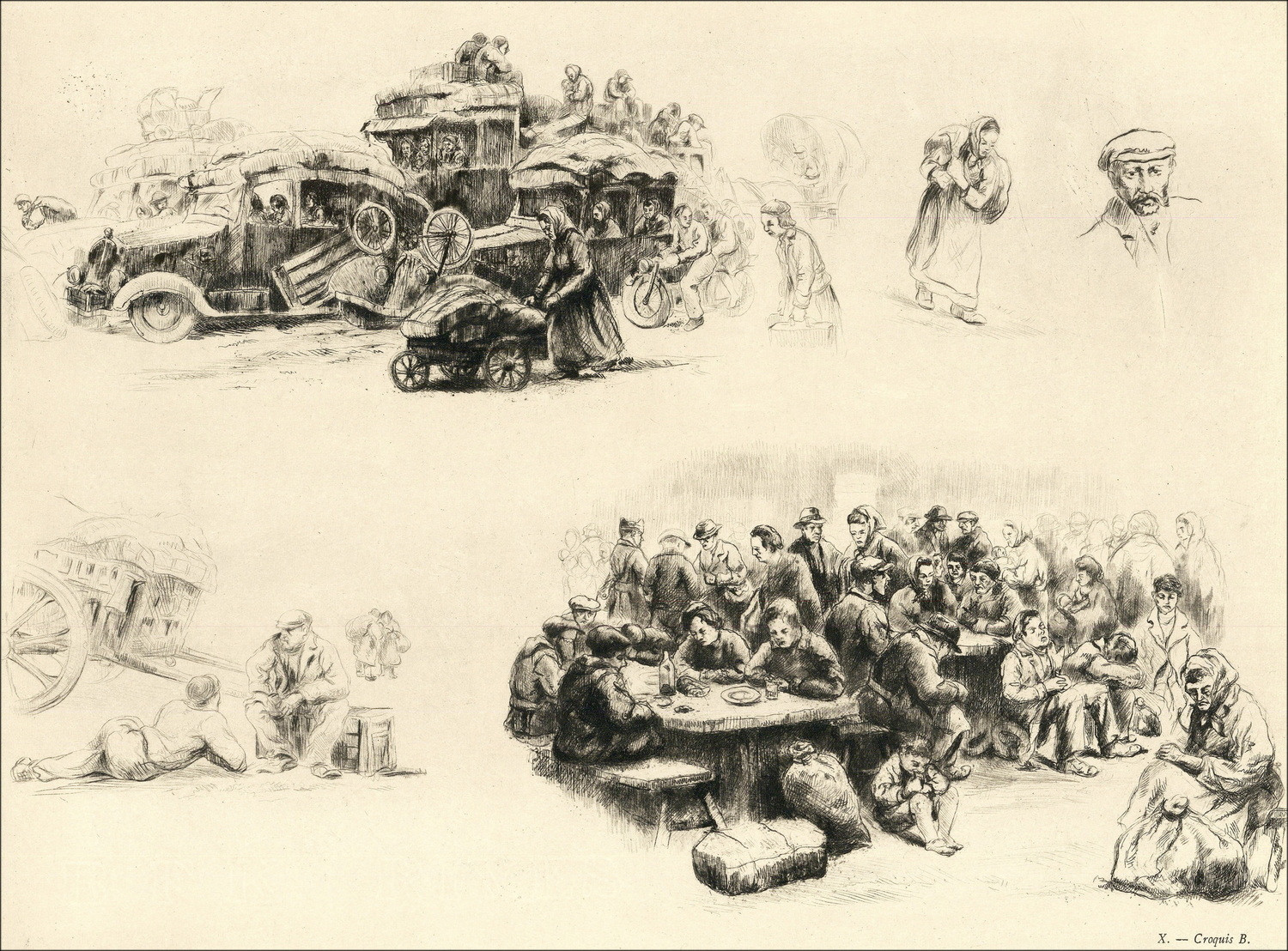 Abel Renault – Exodus May-June 1940, grabados de cartera