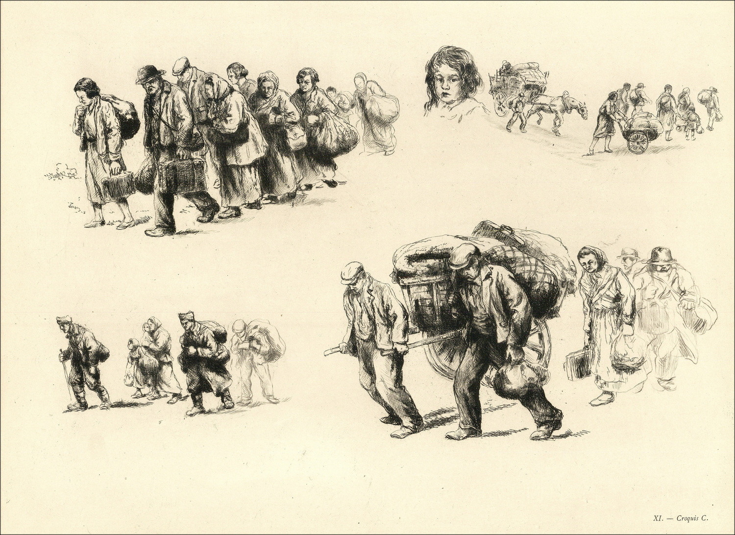 Abel Renault – Exodus May-June 1940, grabados de cartera