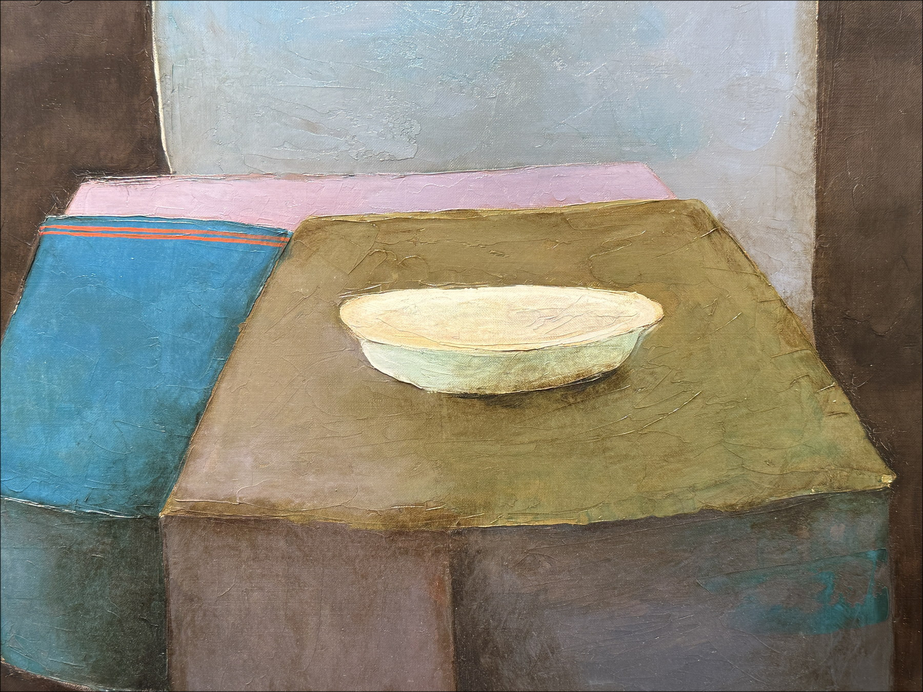 Claude Gaveau - Oil on canvas, composition on white dish - 73 x 60cm