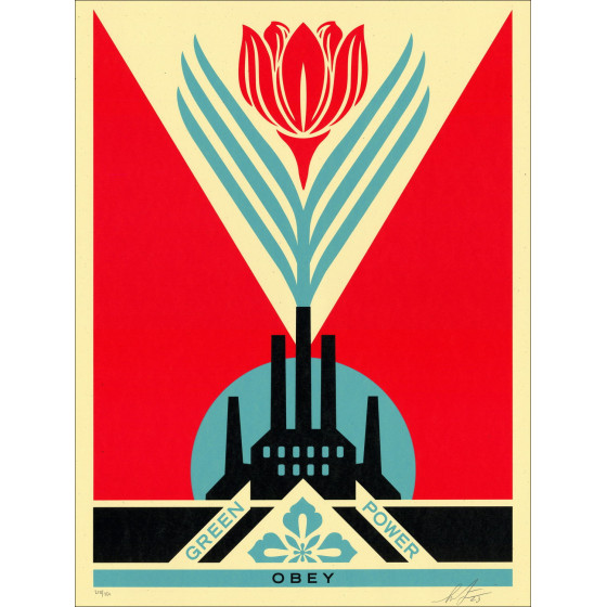 Shepard Fairy (obedecer) - Fábrica de energía verde roja, 2023
